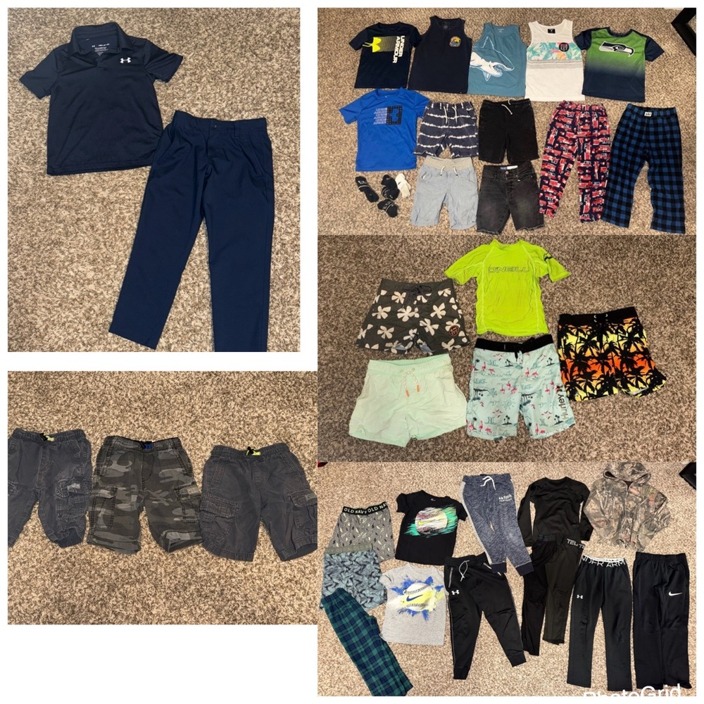 boys 6/7 clothing lot shorts, pants, tees, swim, tanks, etc